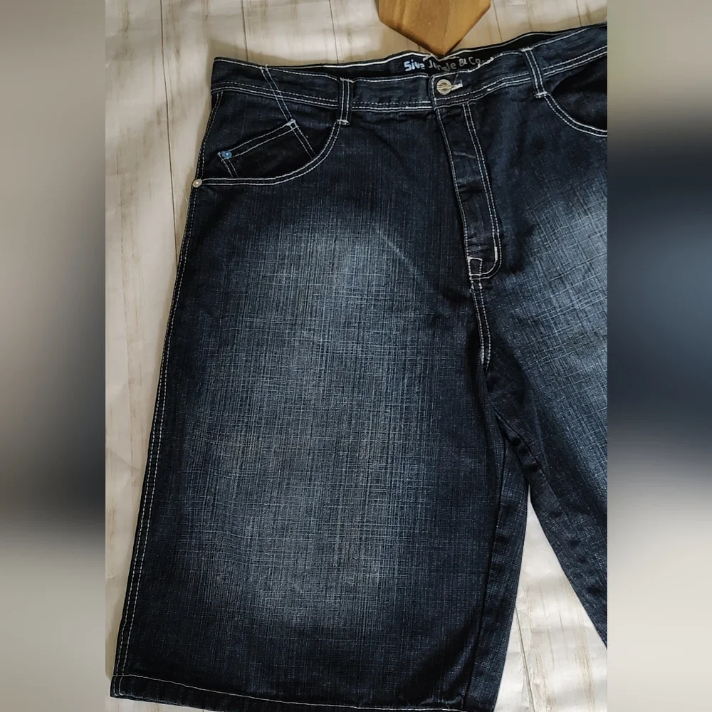 5ive Jungle Jeans Bermuda shorts Embroidery Vintage Streetwear Size 44 New Blue
